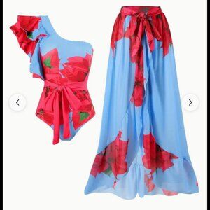 Floral Flaminco Dancer Swimsuit with a coverup